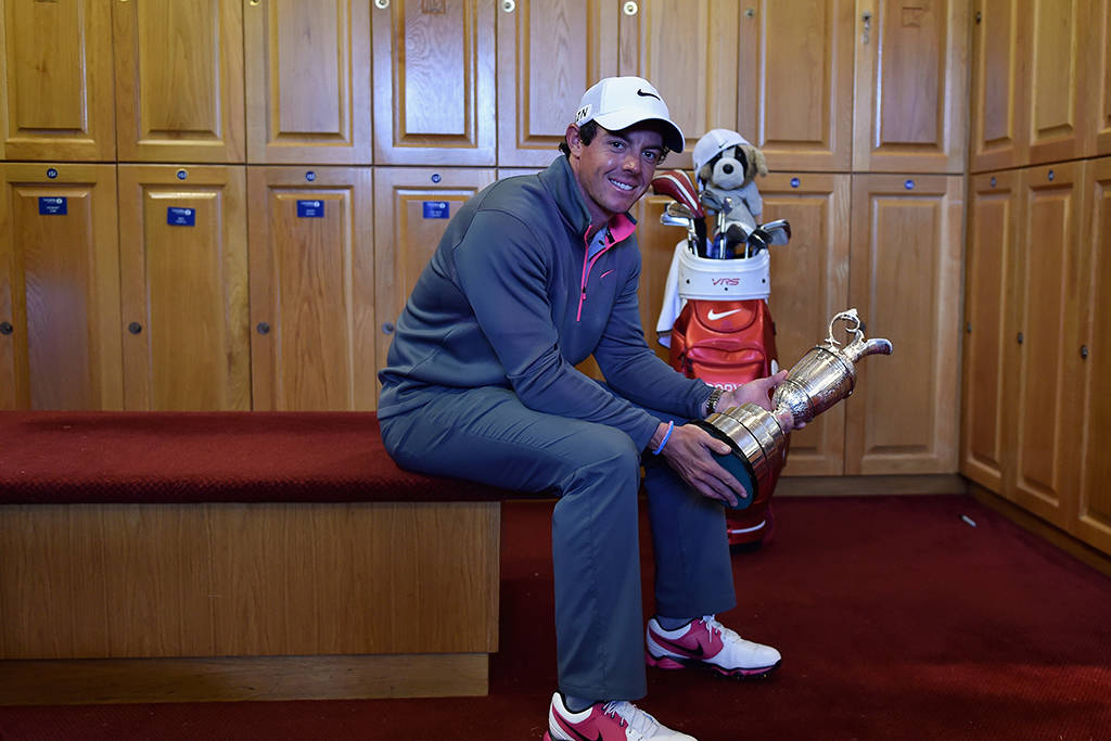Rory McIlroy with the Claret Jug after winning The Open in 2014